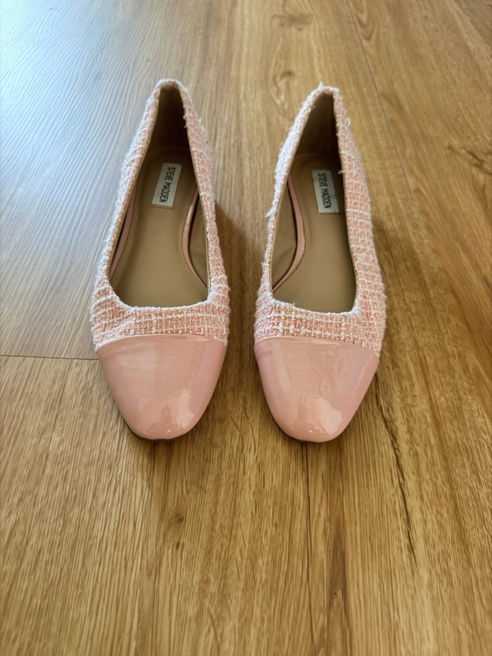 Steve Madden Pink Tweed and Patent Ballet Flats